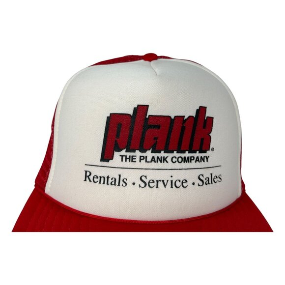 Plank The Plank Company Red/White Mesh Trucker Hat Adjustable Snapback Cap - Picture 2 of 13